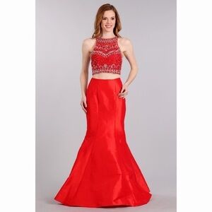 1694 2 PC Sexy Mermaid Red Dress